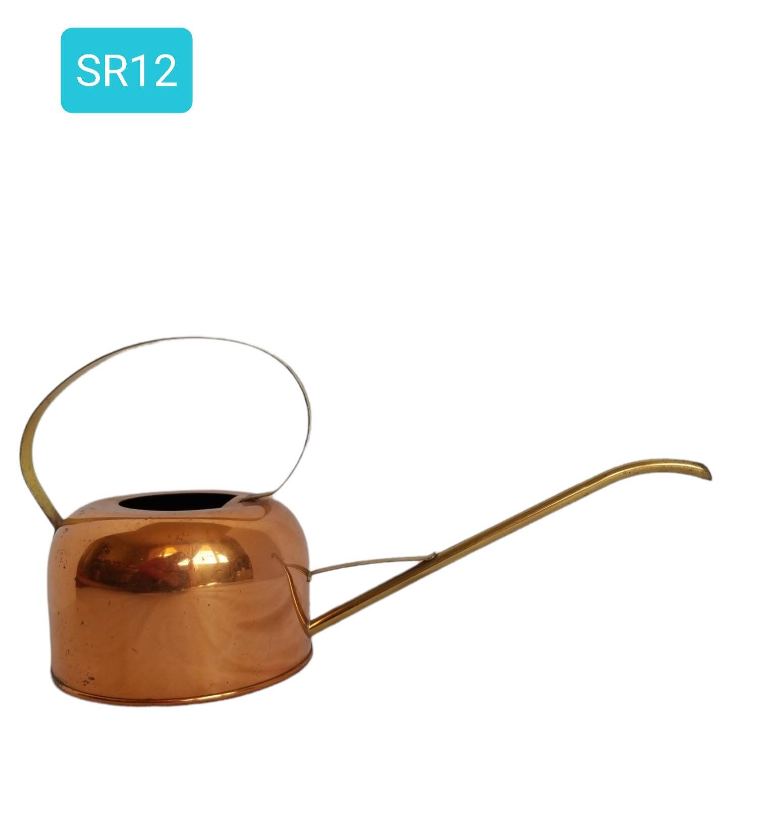 Vintage Copper Watering Can Brass Handle Spout Mid Century Modern Boho