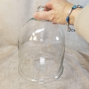 Vintage Large 9” Tall Clear Glass Cloche Bell Jar Dome Top Knob Cottagecore