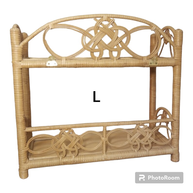 Wicker Wall Hanging Shelf 2 Shelves Natural Rattan Cottagecore Boho ...