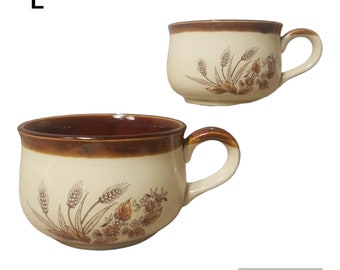 Vintage Stoneware Soup Cup/Mug Wheat Pattern Made in Japan Set Of 2 EUC
