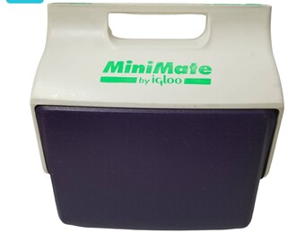 Vintage Igloo Mini Mate Purple Teal White Personal Cooler Lunchbox 1992