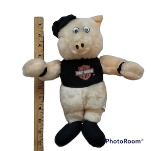 Harley Davidson Motorcycle Biker Hog Pig 10 inch Plush Stuffed Animal Toy 1991 vintage collectible