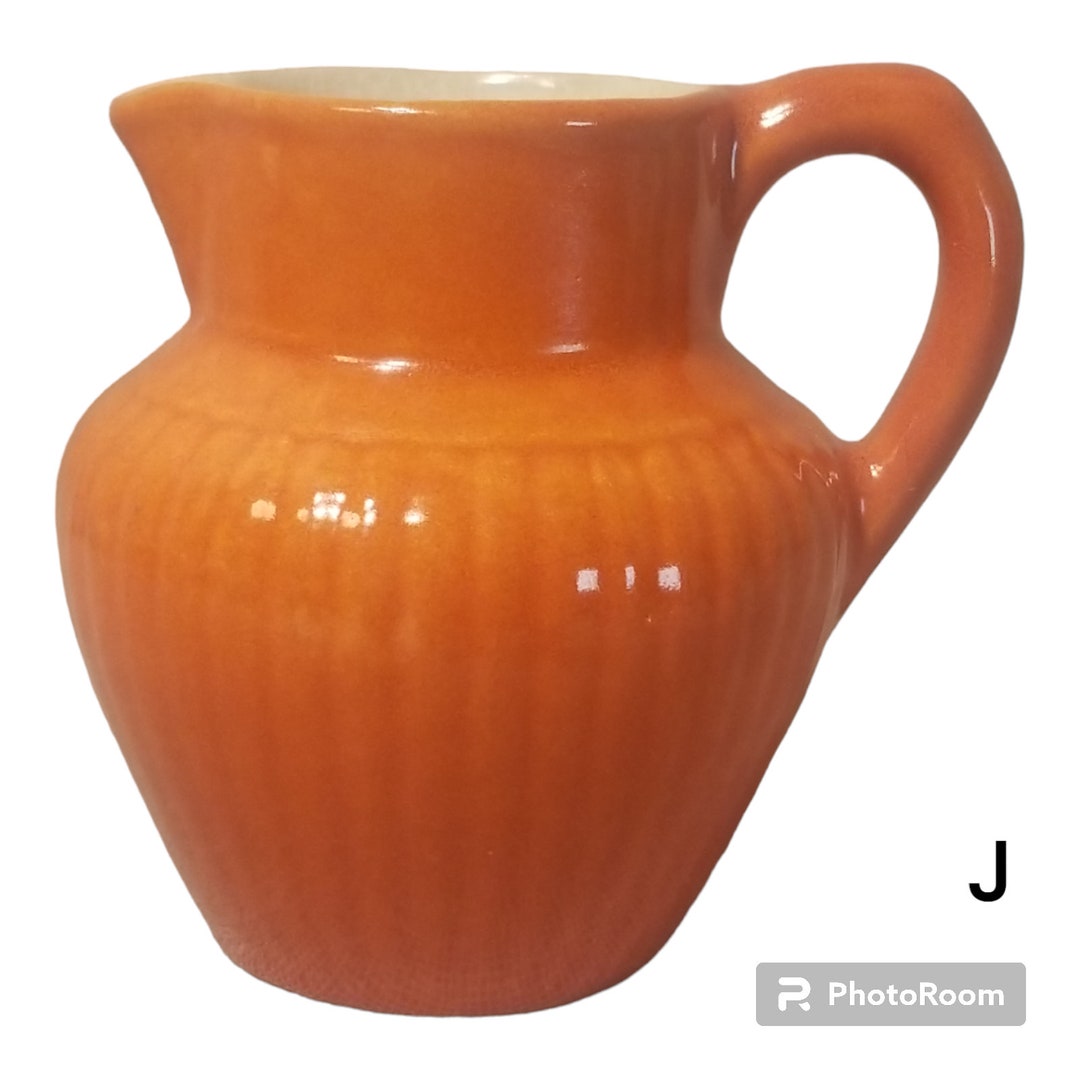 Red Wing Style Pottery Orange Reed Pattern Creamer Pitcher Etsy