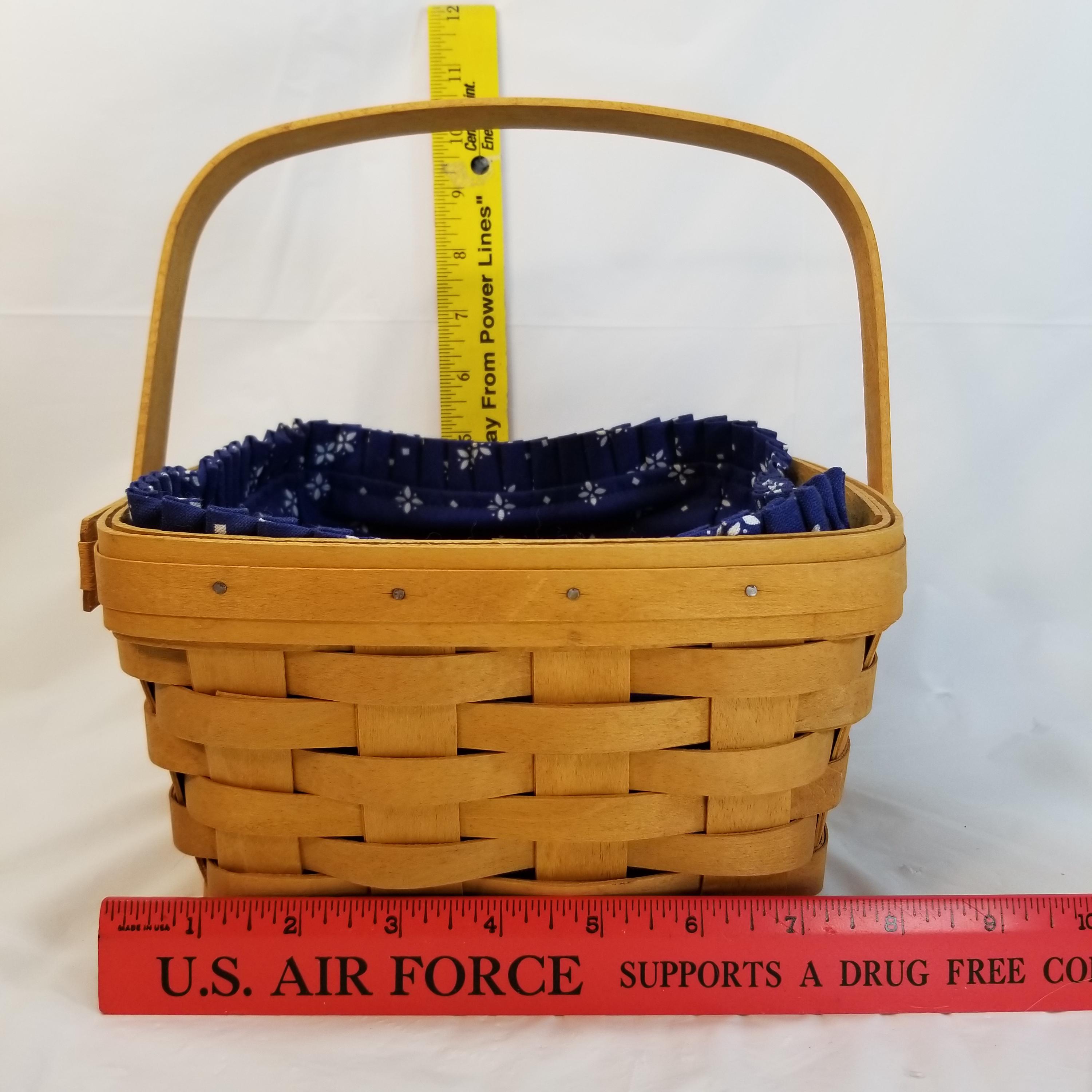 Vintage Longaberger Basket Handwoven 9 X 9 X 5 Blue Liner 2000