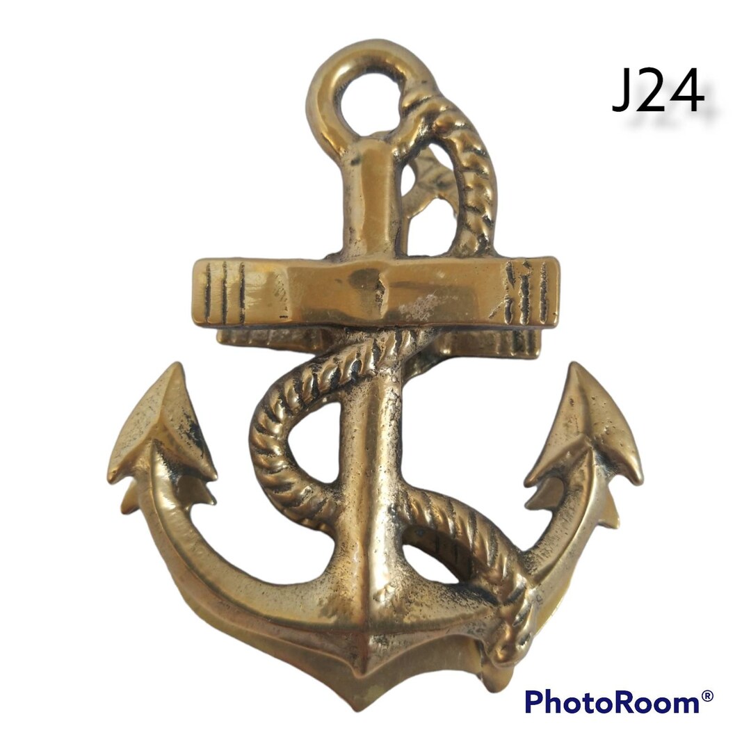 Vintage Anchor & Rope Shaped Brass Clip Letter/mail Holder Nautical ...
