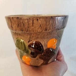Vintage Handcrafted Ceramic Planter Flower Pot Mushrooms Toadstools Retro 1979