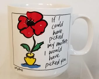 Vintage Mothers Day Mug Red Poppy Applause Sally Huss 1993 Made In Korea EUC