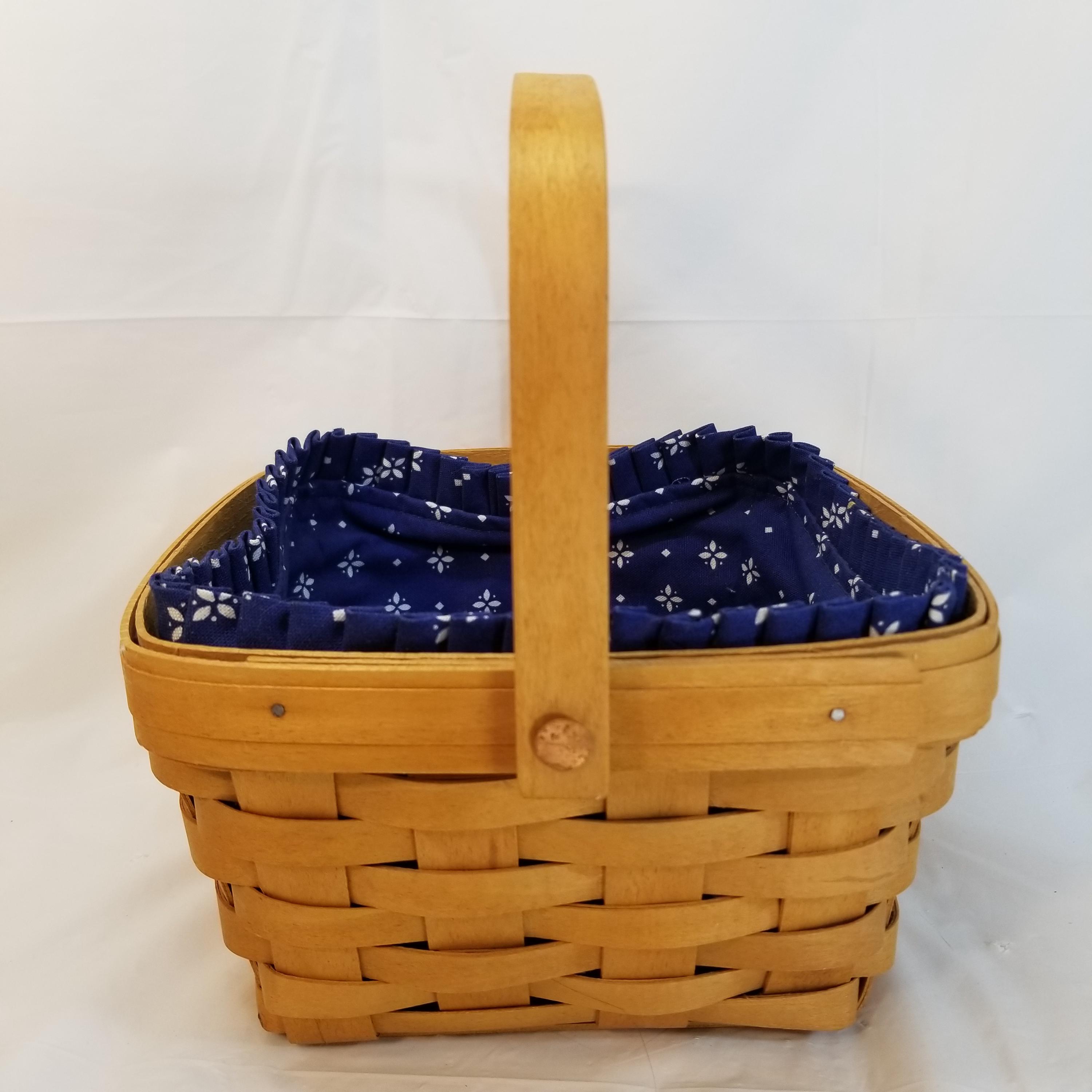 Vintage Longaberger Basket Handwoven 9 X 9 X 5 Blue Liner 2000
