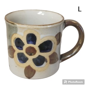 Otagiri Style Stoneware Mid Century Flower Floral Glazed Mug Cup EUC