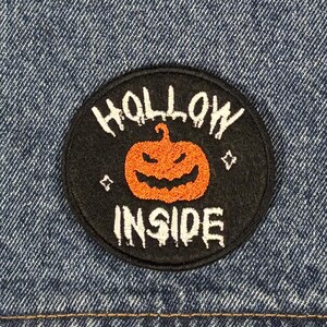 Hollow Inside Jackolanturn Iron on or Sew on Patch | Individual Sarcastic Badges for Jackets, Bookbags, Jeans, etc. | 2.8in Circle