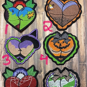 Halloween Cutie Booties | Individual Iron-On/Sew-On Patches Frankenstein, Candy Corn, Witch, Jack-o-lanturn, Devil, & Mummy Booty
