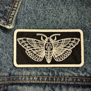 Simple Line Art Moth Iron-On/Sew-On Patch | Badge for Bags, Jeans, Jackets, Vest or Just to Display!