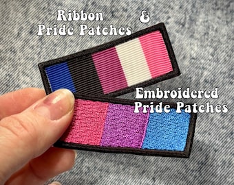 Lint en geborduurde trotsvlaggen | Aangepaste discrete kleine Pride-vlagbadges | Kleine opstrijk- of naaipatches voor jassen, tassen | 2,25 x 1 inch