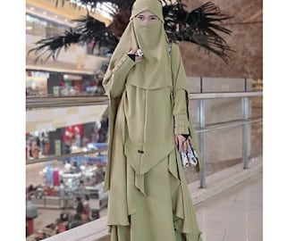 Abaya Crinkle set Hijab Niqab - Muslim Prayer Dress - Kaftan abaya for muslimah