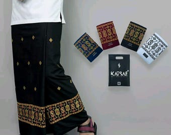 Embroidered Men's Sarong: Traditional Batik Cotton, Made in Indonesia