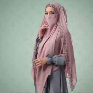 Khimar Niqab beads-Islamic head cover-Prayer hijab muslimah-Khimar hijab niqab veil