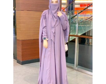 Elegant Pearl Abaya Set: Muslim Prayer Clothes with Hijab & Niqab