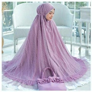 イスラム教の祈りの服 チュール レース/ヒジャブ 祈り/サラ セット/テレクン/祈りの服 イスラム教徒の女性