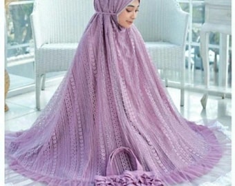 Tulle Lace Islamic Prayer Dress: Muslim Women Salah Set