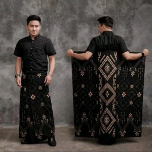 Handmade men&#39;s batik sarong|Printed sarong|Indonesian sarongs|Traditional batik sarong