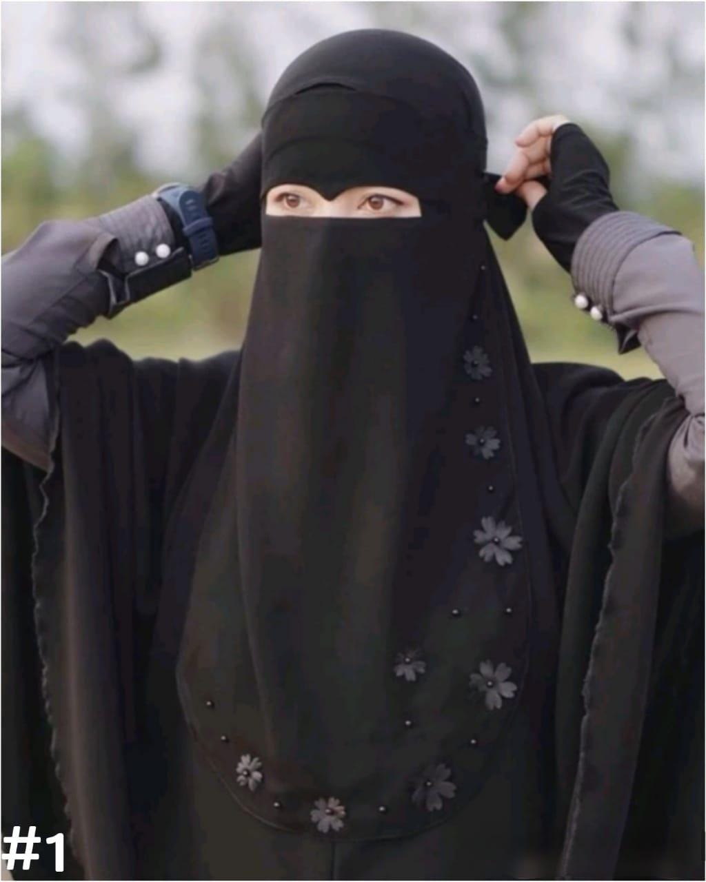 Buy One Get Two Free: Wolfis Jet Black Niqab With Handsock - Etsy