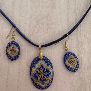Hand painted Mother of pearl shell Set (dangling earrings, Bracelets, necklaces)