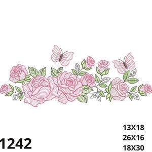 Rose border embroidery pattern 02