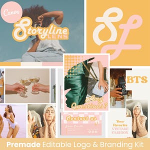 Premade Branding Pack | Editable in Canva | Logo, Color Palette, Fonts, Mood Board, and Social Templates | Retro Colorful Logo Design