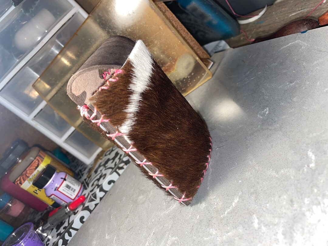 Genuine Cowhide Koozie With Leather Liner Etsy