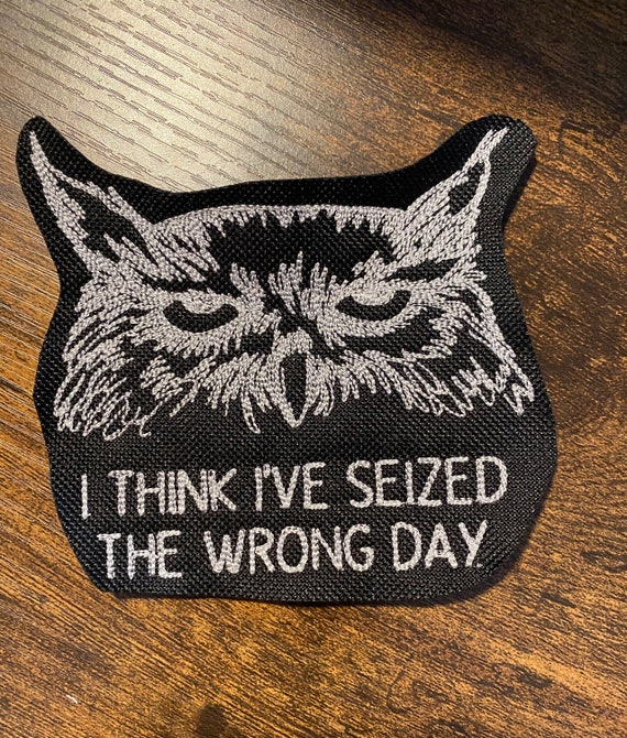 I Think I've Seized The Wrong Day/Owl Patch/Humorous/Funny Patch/Patches  For Sweater/Patches For Jacket/Iron On/Sew On/Embroidered Patch