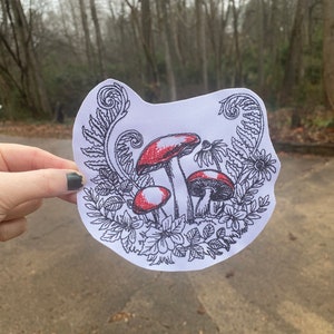 Forest Mushroom Embroidered Patch - Iron On, Sew On, Mycology Art Design - Ideal for Decorating Bags, Jackets, and Sweaters