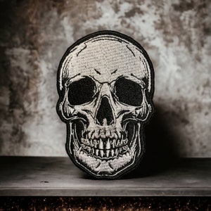 Unleash Your Inner Rebel with this Intimidating Skull Patch - 2.6&quot; x 3.86&quot; - Iron or Sew On