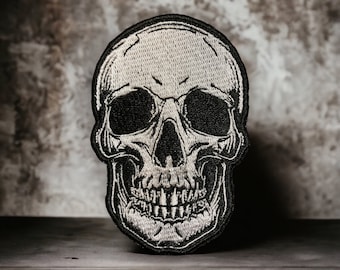 Unleash Your Inner Rebel with this Intimidating Skull Patch - 2.6" x 3.86" - Iron or Sew On