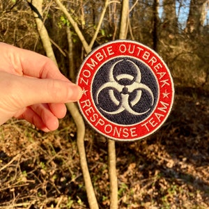 Zombie Outbreak Embroidered Patch - Iron On or Sew On - 3.5&quot; x 3.5&quot;