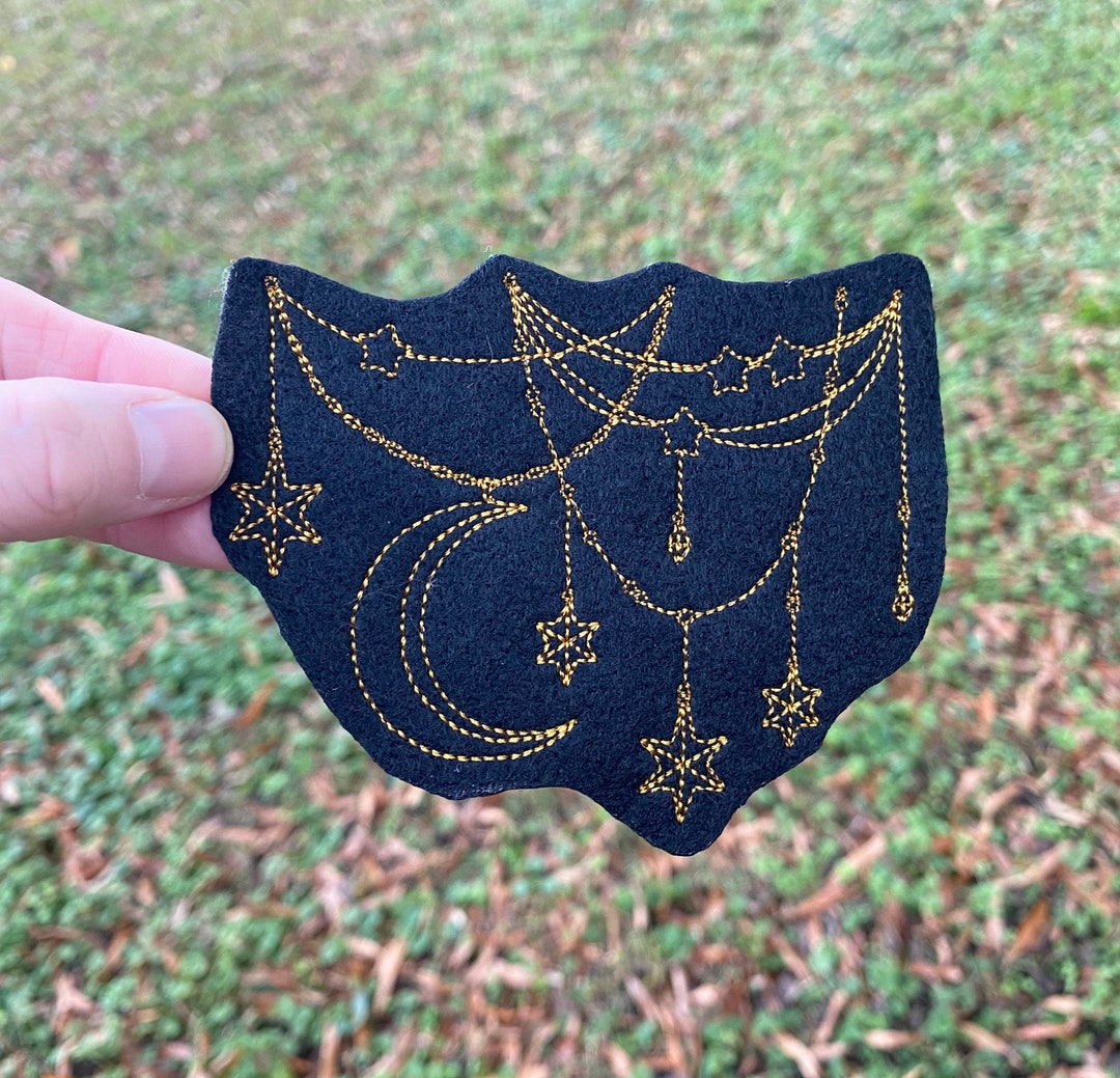 Esoteric Patch Celestial Drape Embroidered Patch Moon and Stars Patch Boho and Witchy ...