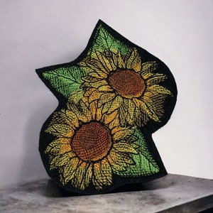 Painted Sunflowers Patch - Embroidered Floral Applique for Jackets, Jeans, or Vests