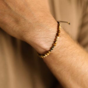 Jasper Beaded Bracelet • Adjustable Macrame Cord • Healing Stone Jewelry • Grounding Energy for Men
