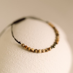 Jasper Beaded Bracelet • Adjustable Macrame Cord • Healing Stone Jewelry • Grounding Energy for Men