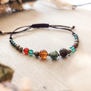 Agate bracelet with orange chalcedony charm, Multigemstone hippie bracelet, Colorful bracelet with gemstones, Green boho chic bracelet Only Bracelet