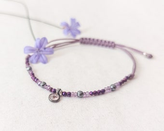 Genuine amethyst bracelet, Healing crystal bracelet, Purple yoga adjustable bracelet, February birthstone amethyst jewelry