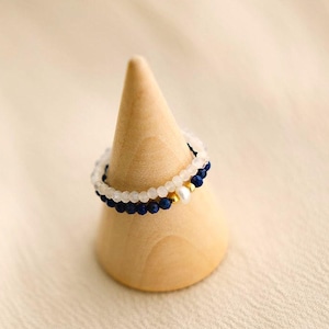 Lapislazuli Perle Stretch Ring: Mondstein Stapelring, Dezember Geburtsstein