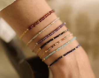 Dainty Custom gemstone bracelet, Tiny beads bracelet, Minimalist crystal jewelry, Special gift for her