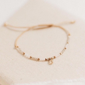 Dainty Moonstone Bracelet · Bohemian Gemstone Beaded Jewelry · Citrine Charm Bracelet for Her