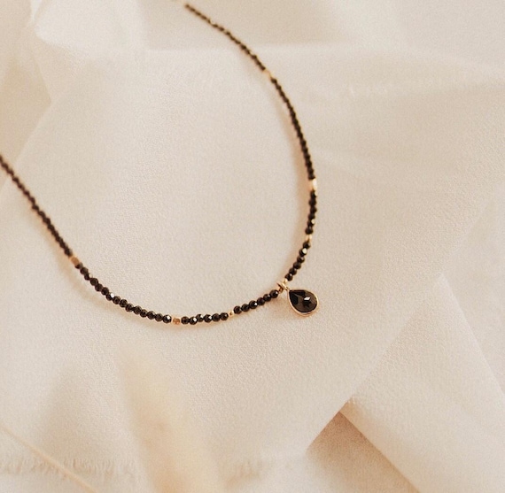 Collana Girocollo in Spinello Nero Argento - Gioielli Pietre Dure