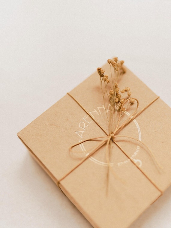 Tiny Black Kraft Gift Paper w/ Gold & Purple Tissue Paper