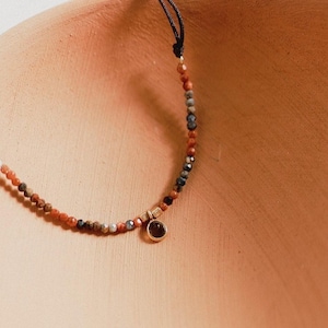 Smoky quartz bracelet, Small pietersite beaded gold bracelet, Boho chic bracelet for women, Smokey quartz gemstone bracelet