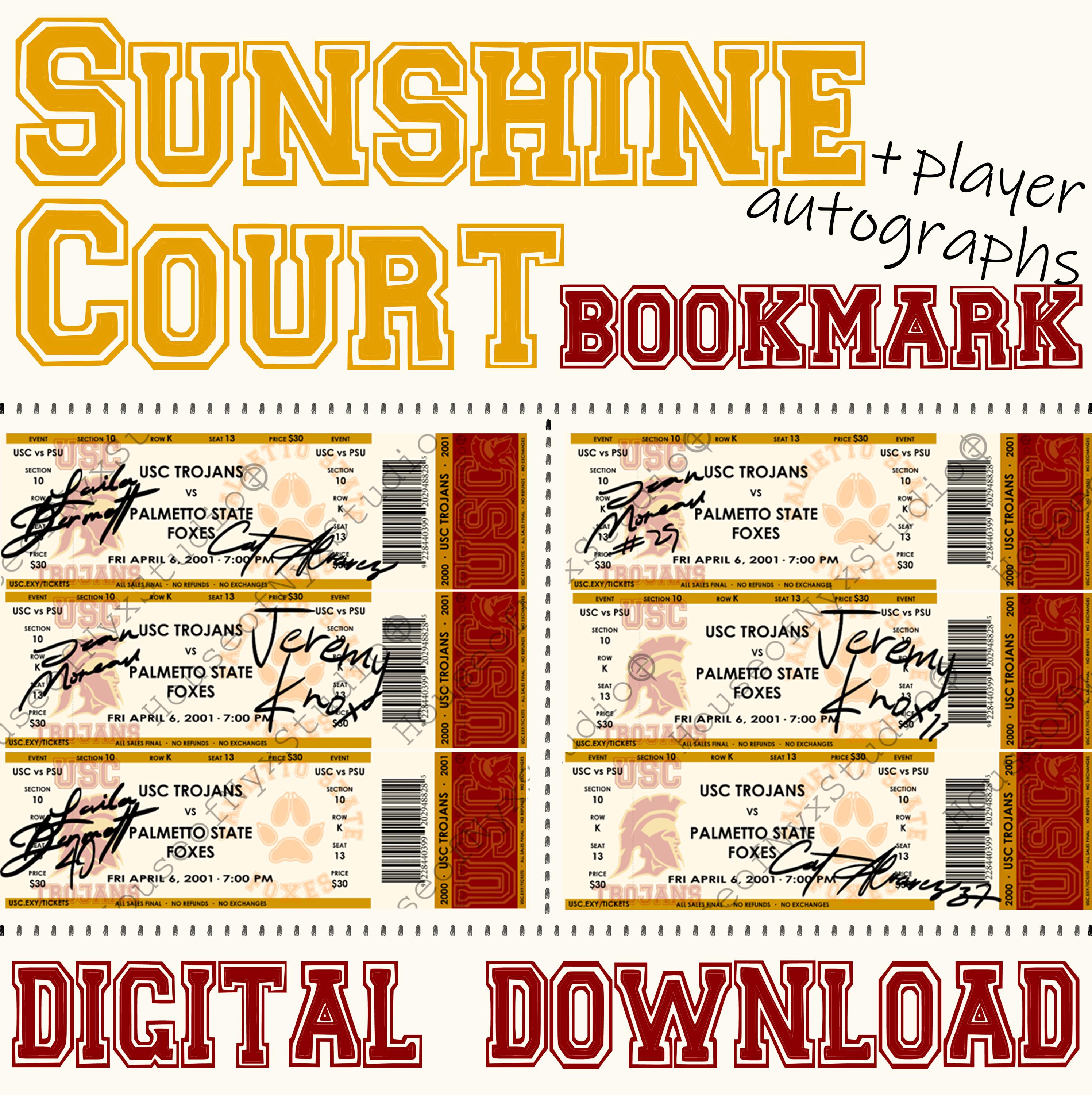 Sunshine Court Exy Game Ticket Bookmark - Signature Pack (All for the Game)