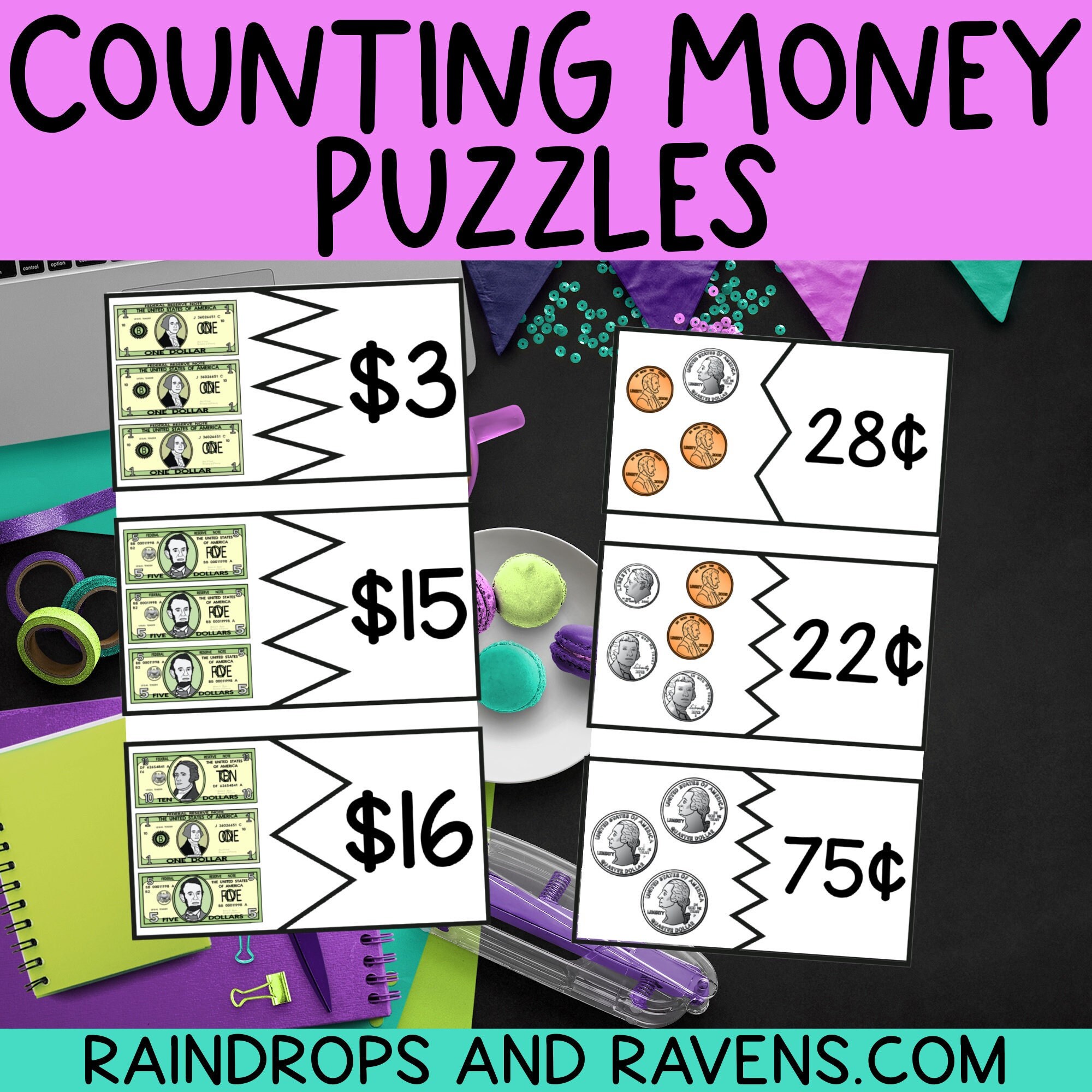 Counting Money Puzzles Coins & Cash Etsy