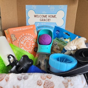 Welcome Home Dog Gift Box – New Puppy Survival Kit and Dog Adoption Care Package