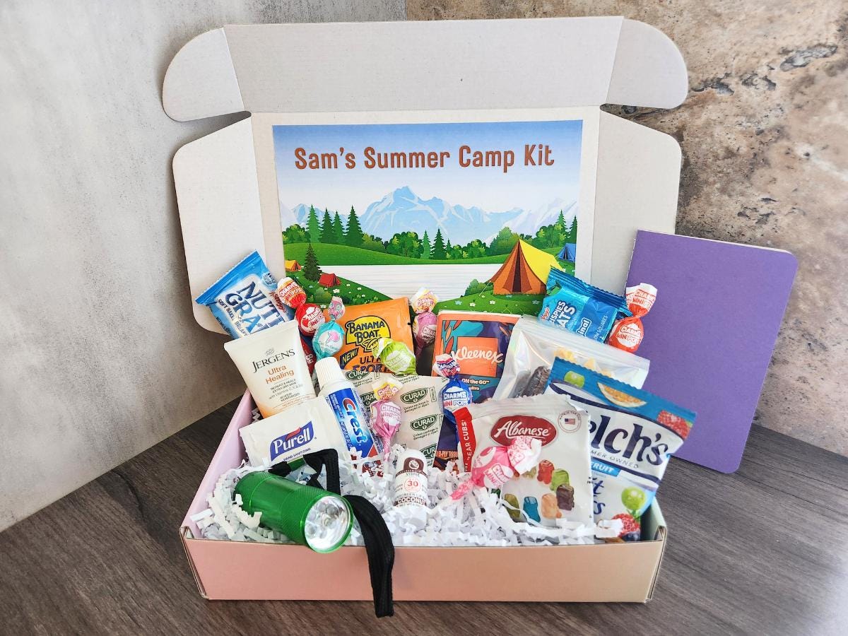 Deluxe Summer Camp Care Package – Personalized Camper Gift Box Deluxe Summer Camp Care Package – Personalized Camper Gift Box